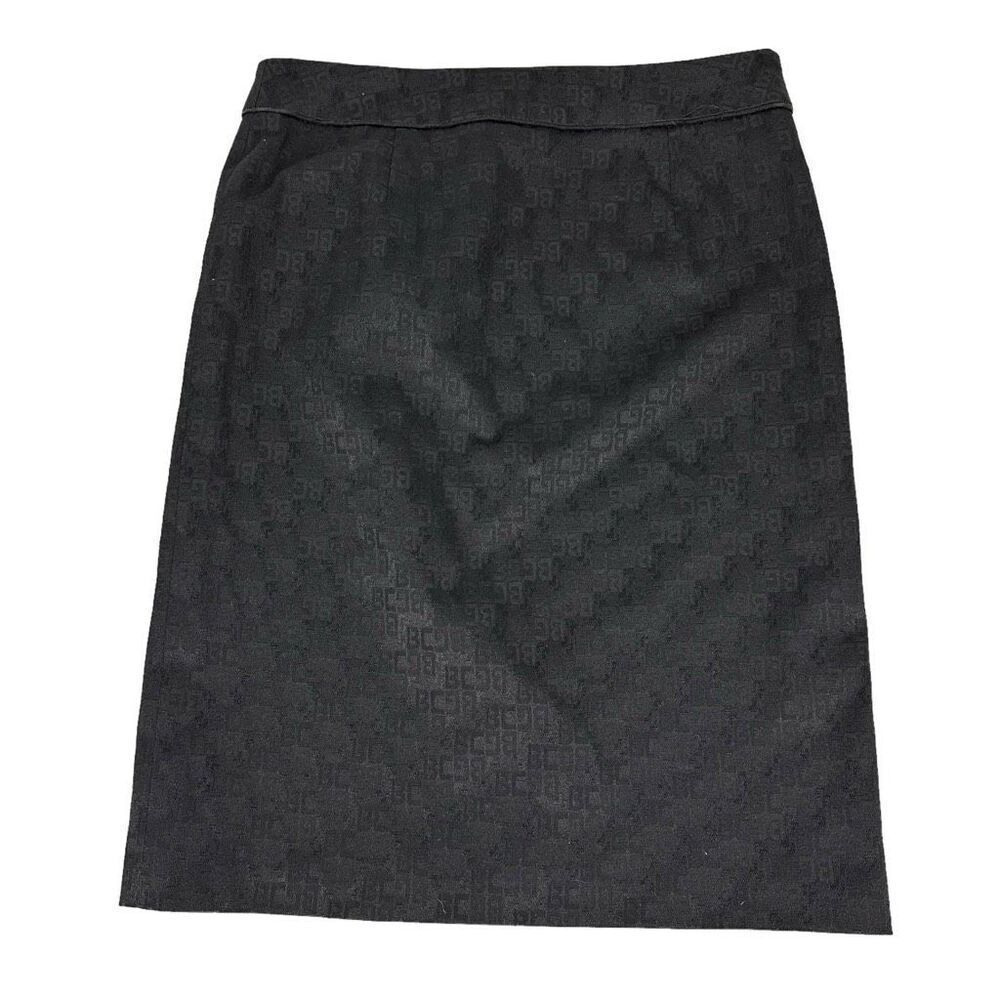 BCBG Maxazria Black Pencil Skirt size 6 with Logo Print